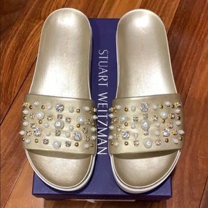 Stuart Weitzman Sun Napa Leather Slides